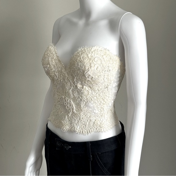 Neiman Marcus Vintage Lace Pearl Sequin Corset Bustier - Picture 2 of 11